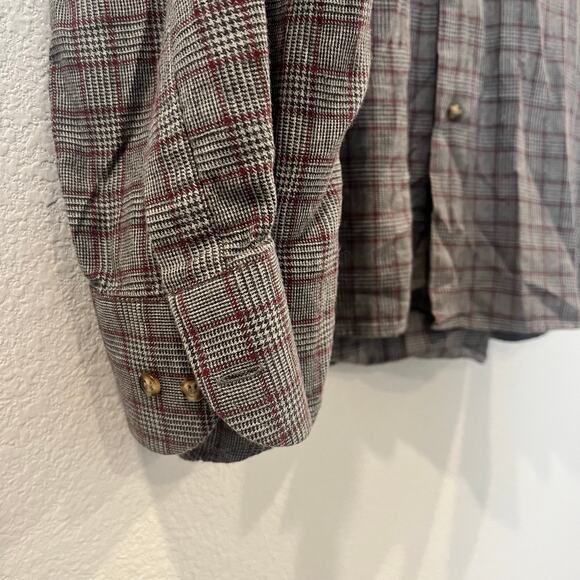 Lorenzo Uomo Mens Red/Gray Grid Plaid Cotton Button Up Shirt Holiday | Size XL - Picture 5 of 6